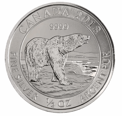 Silver Canadian Polar Bear 1/2-oz