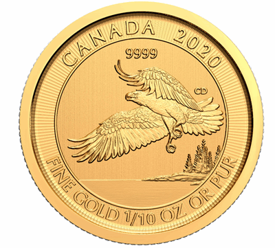 Gold Canadian North American Bald Eagle 0.1-oz