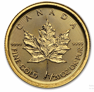 Gold Canadian Maple Leaf 1/20-oz