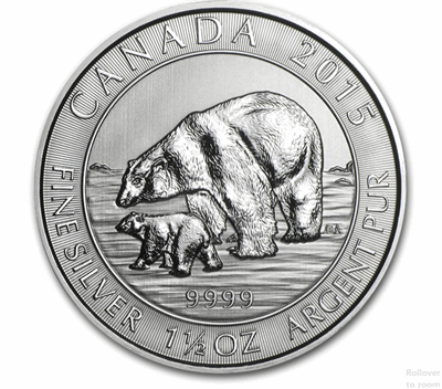 Silver Canadian Polar Bear & Cub 1.5-oz
