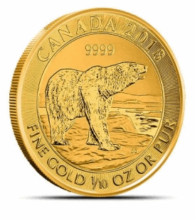 Gold Canadian Polar Bear 1/10-oz