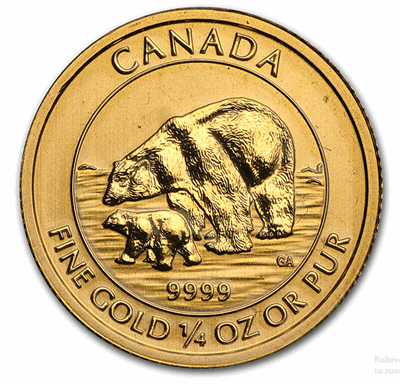 Gold Canadian Polar Bear & Cub 1/4-oz