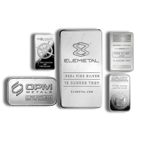 10 oz Silver Bar - Elemetal/APMEX/Provident/NTR/OPM